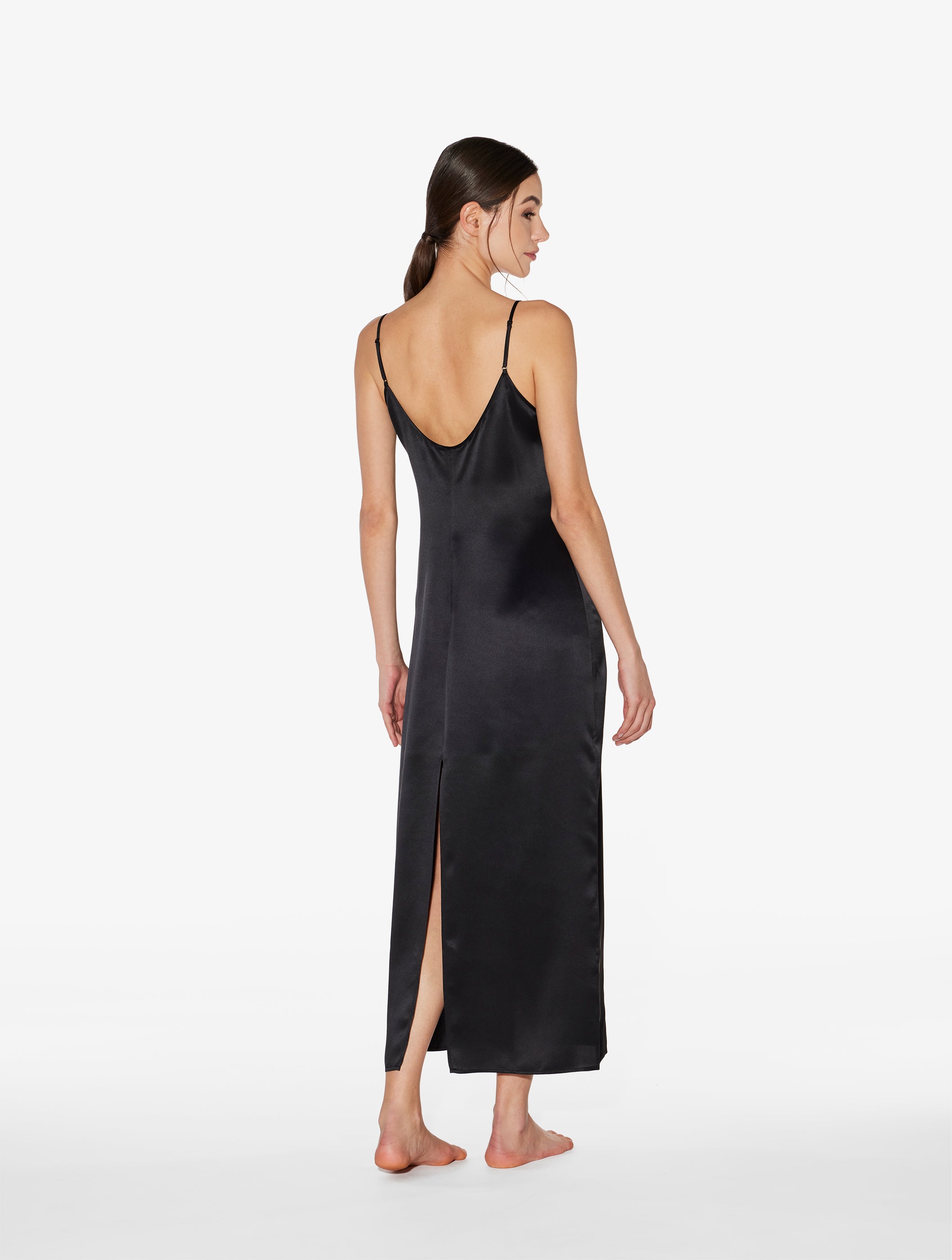 La Perla Silk Long Slip, Black, M