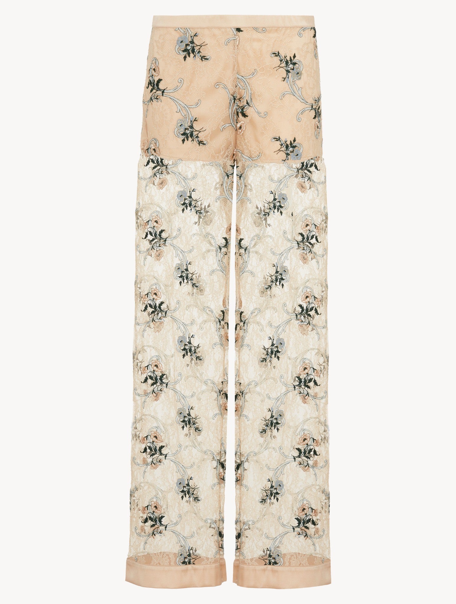 Floral-patterned pants on a white background