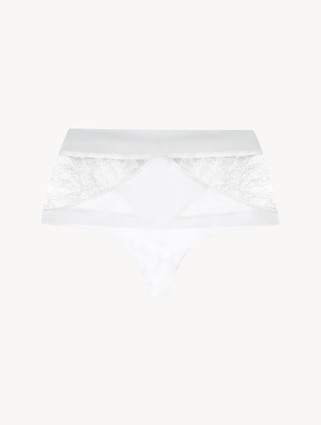 Shape Allure Perizoma bianco a vita alta con pizzo Chantilly.