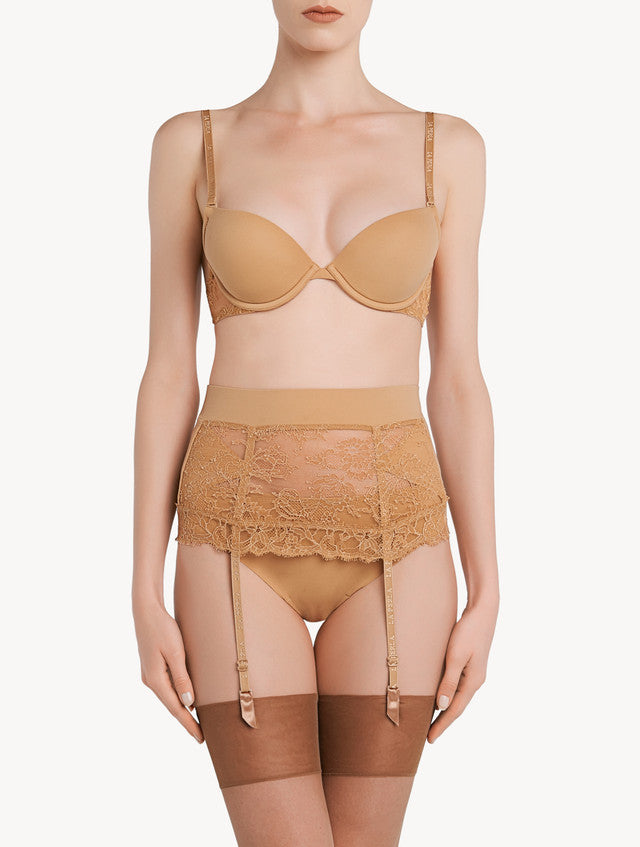 Shape Allure Reggicalze modellante beige con pizzo Chantilly