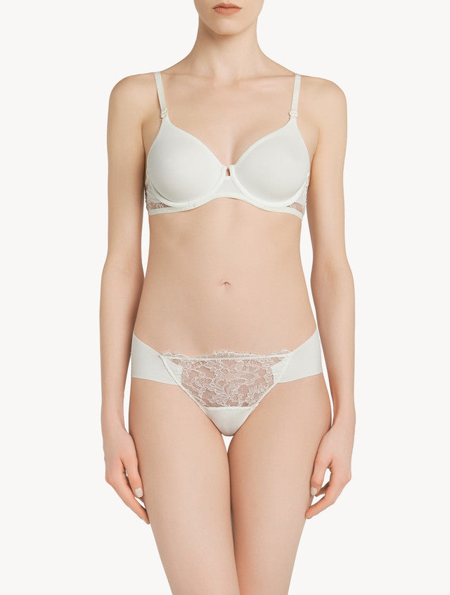 Shape Allure weißer Lycra-Tanga mit Chantilly-Spitze