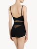 Shape Allure Schwarzer trägerloser Lycra-BH mit Chantilly-Spitze