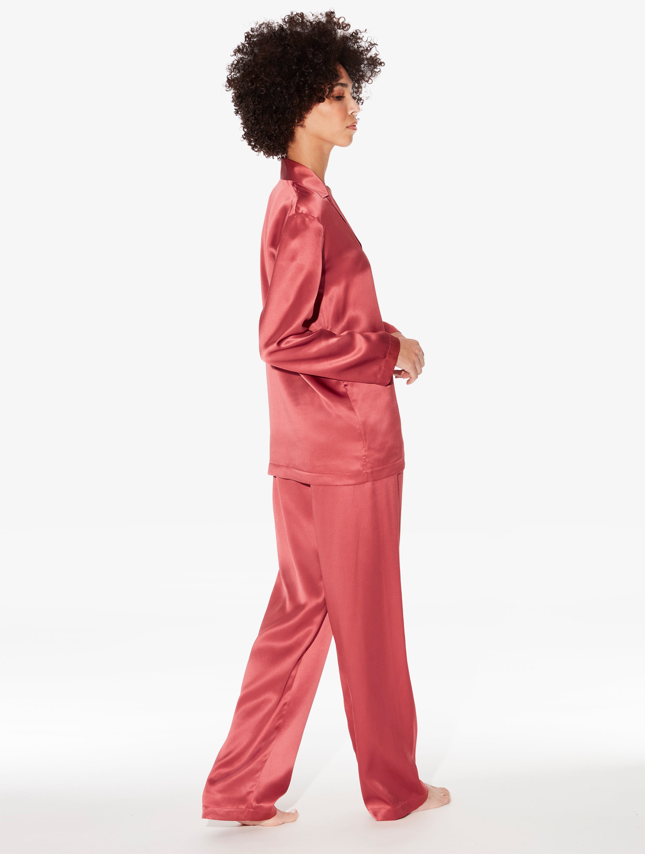Silk Rosenoisette Schlafanzug-Set aus Seide