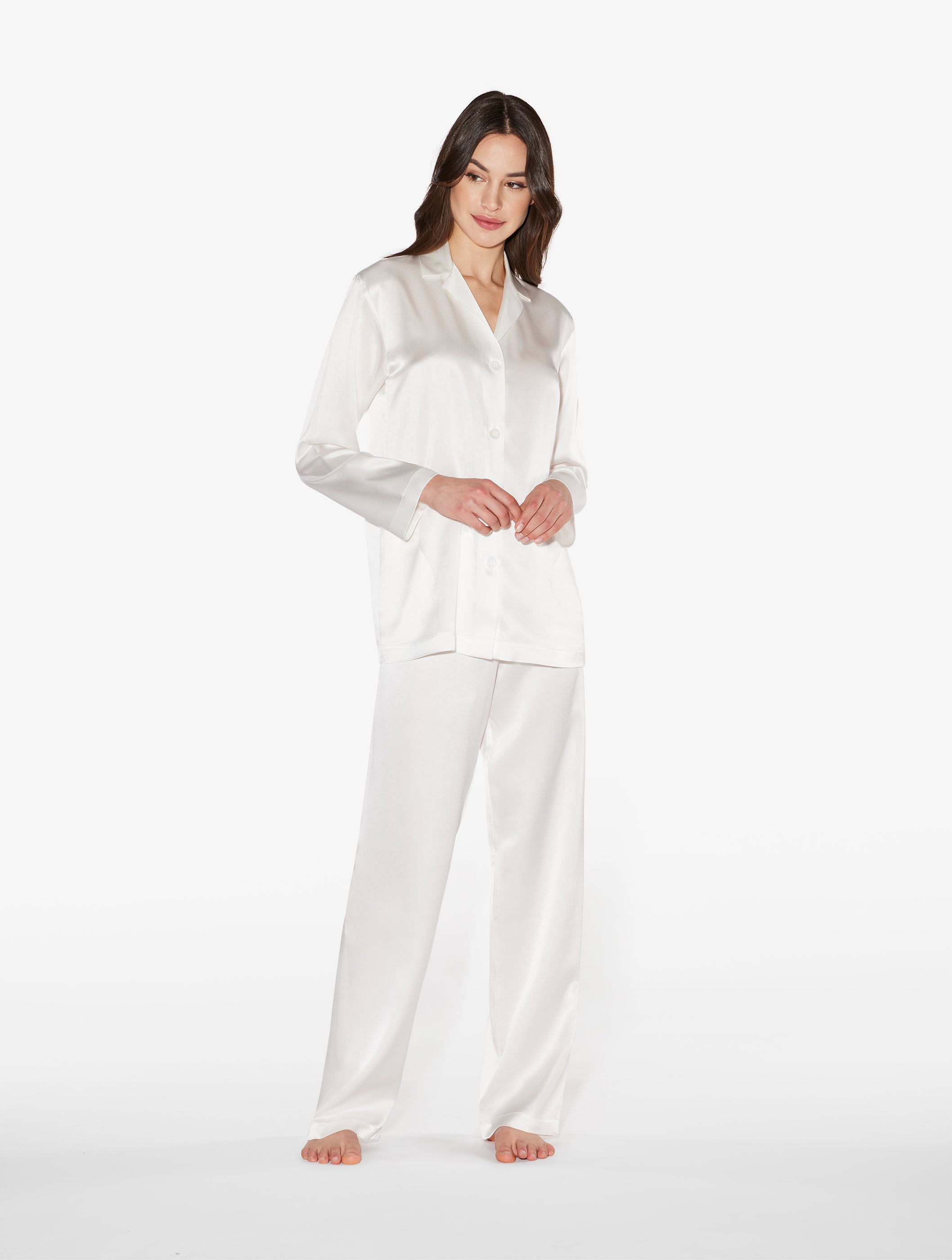 Silk Weißes Seidenpyjama-Set
