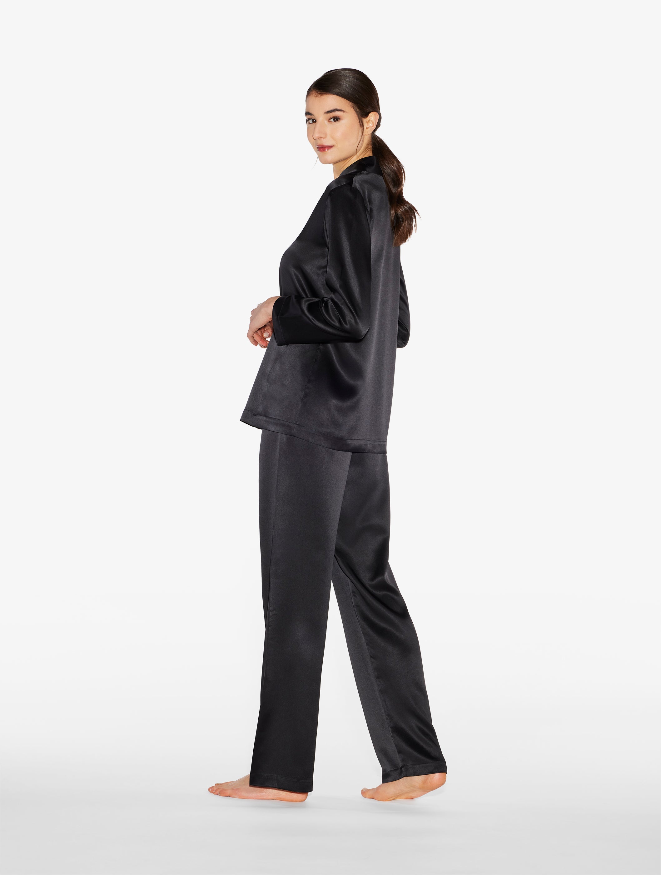 SILK Pigiama lungo colore Nero