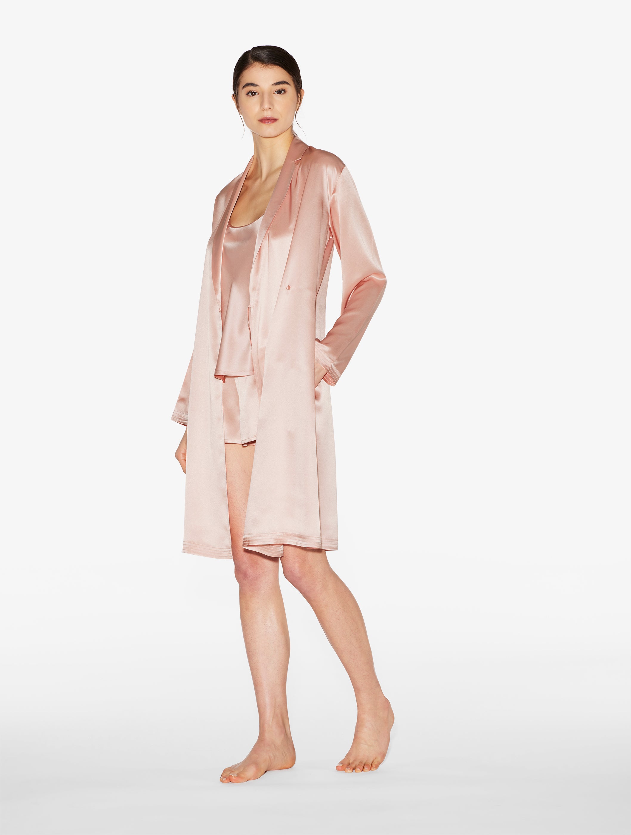 Silk Pantaloncini da pigiama in seta rosa cipria