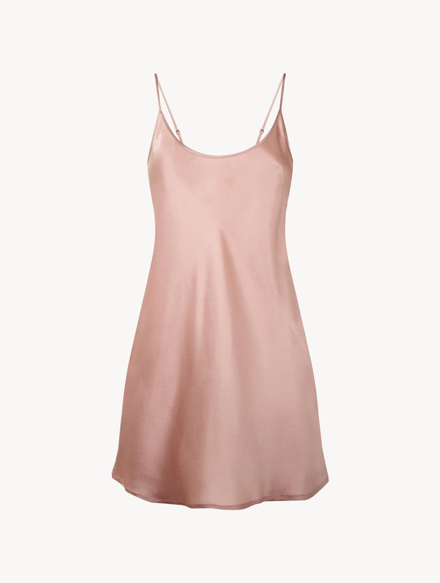 Silk Camicia da Notte Corta colore rosa cipria