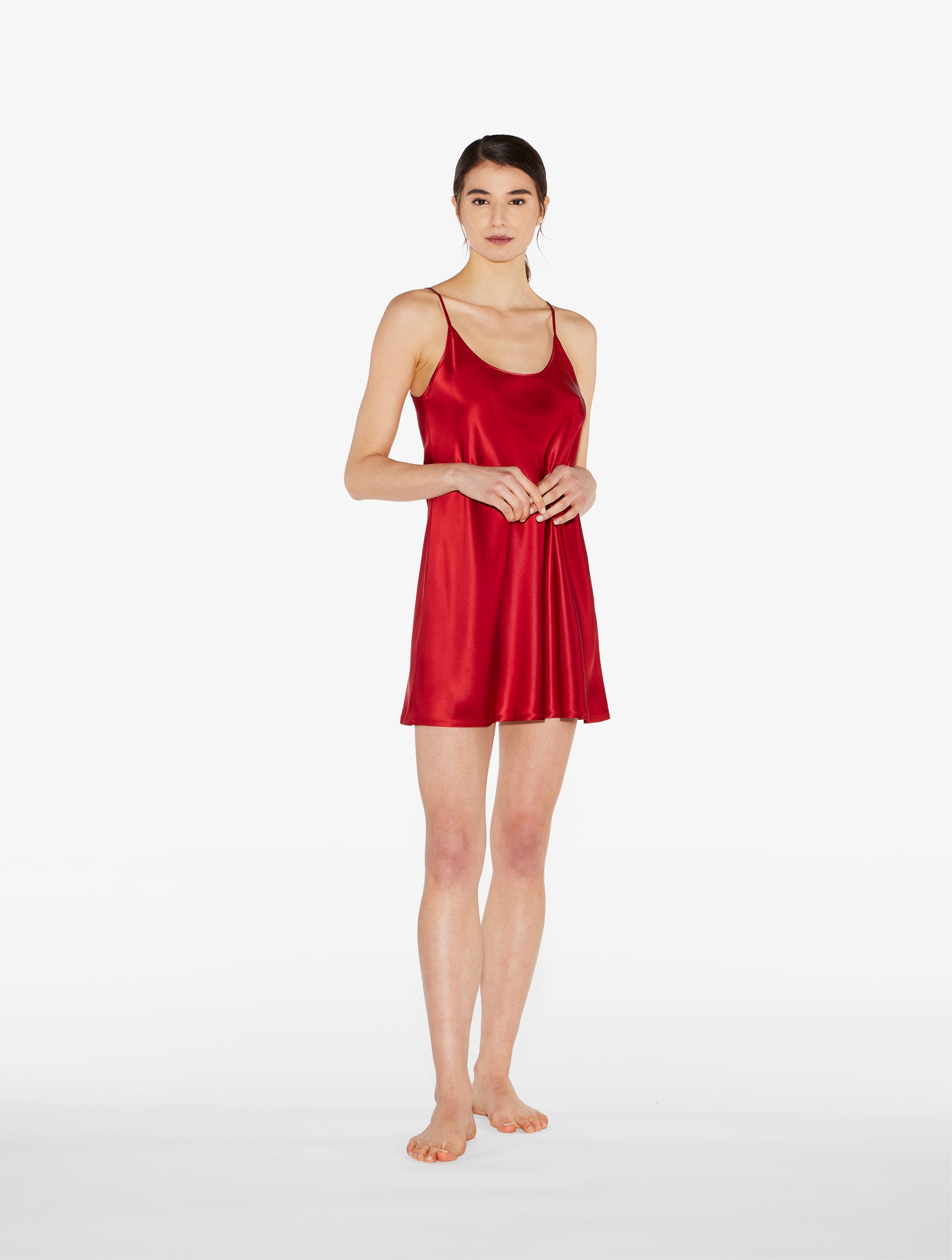 Silk Camicia da Notte Corta colore rosso