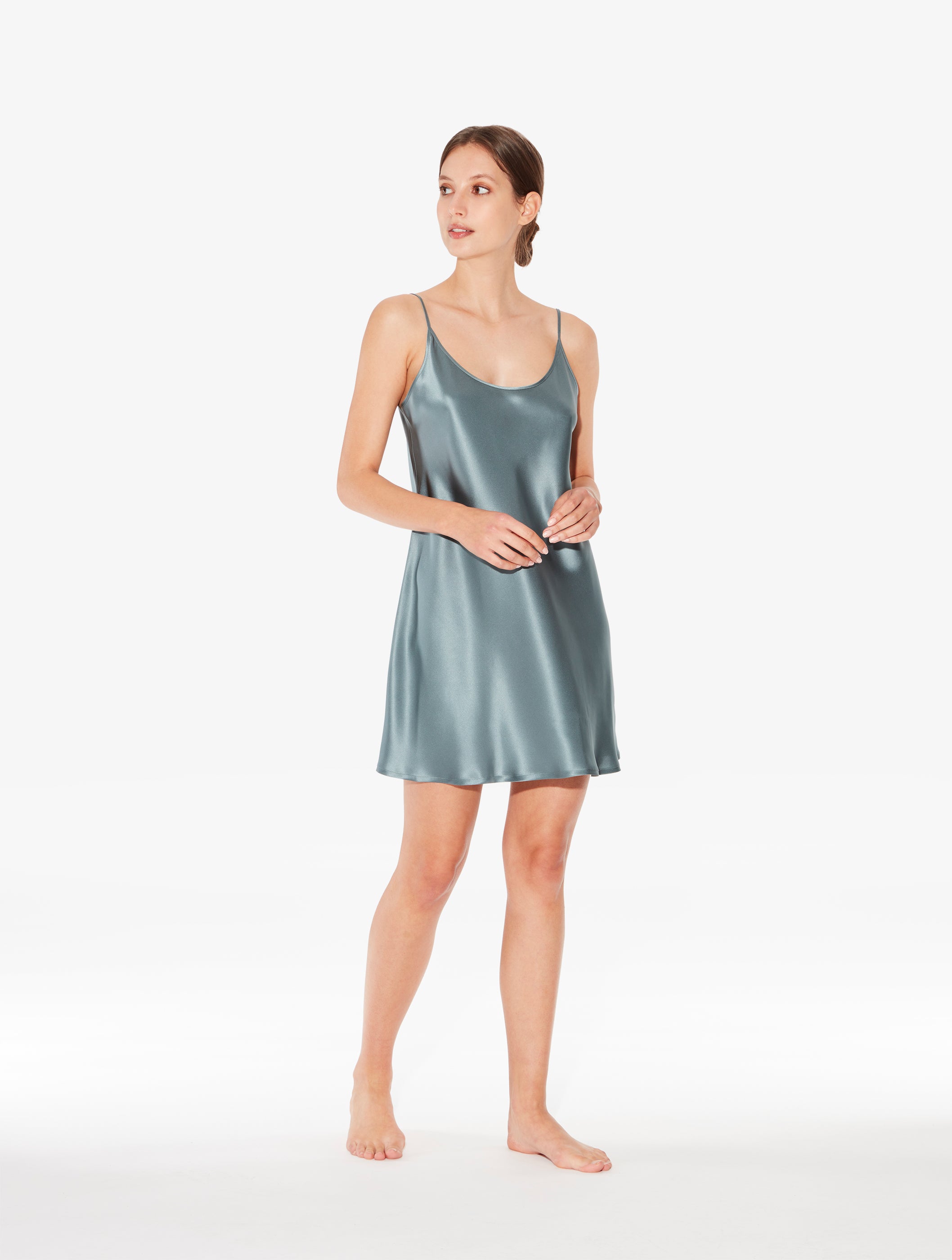 Silk Camicia da Notte Corta colore Verde Ghiaccio