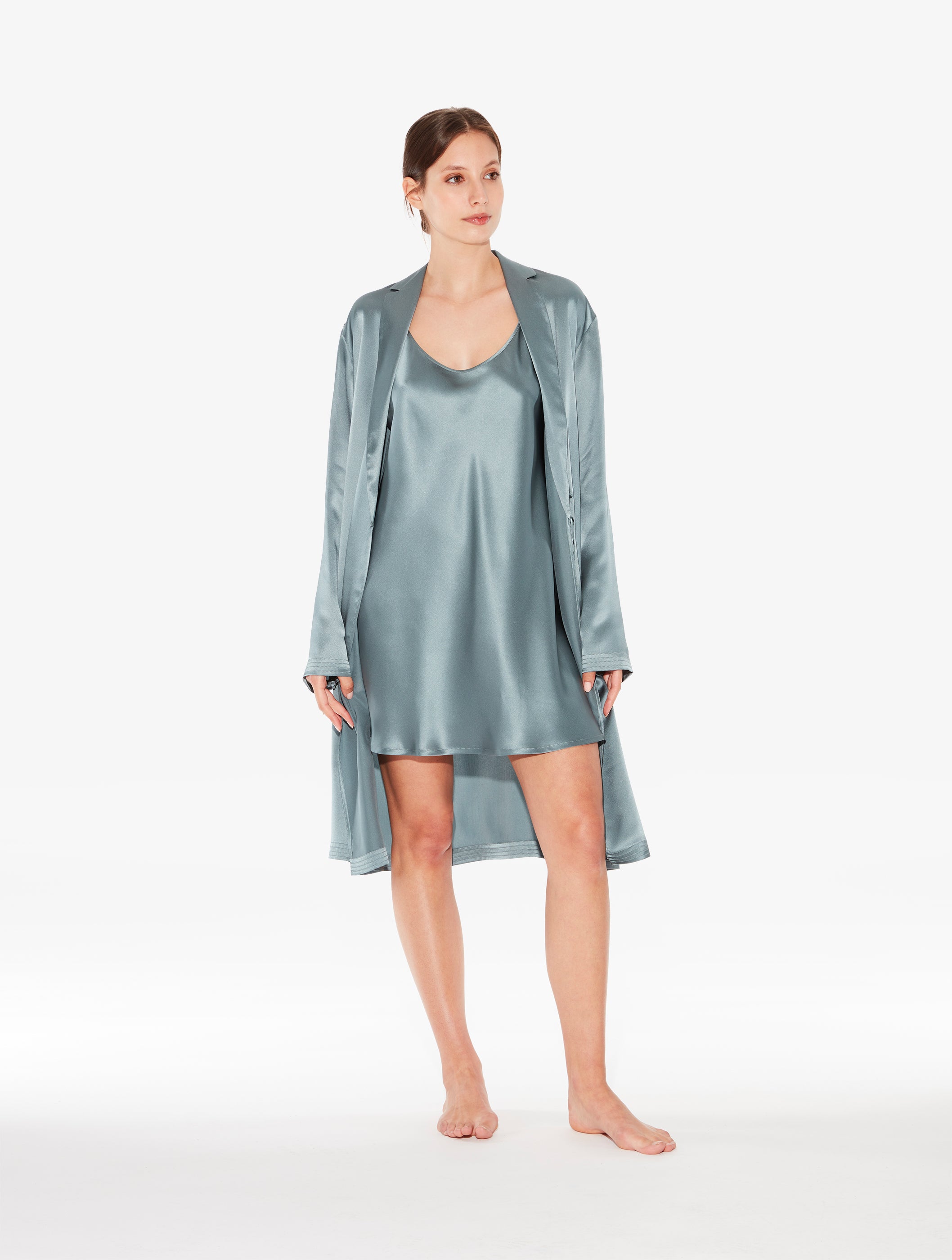 Silk Camicia da Notte Corta colore Verde Ghiaccio