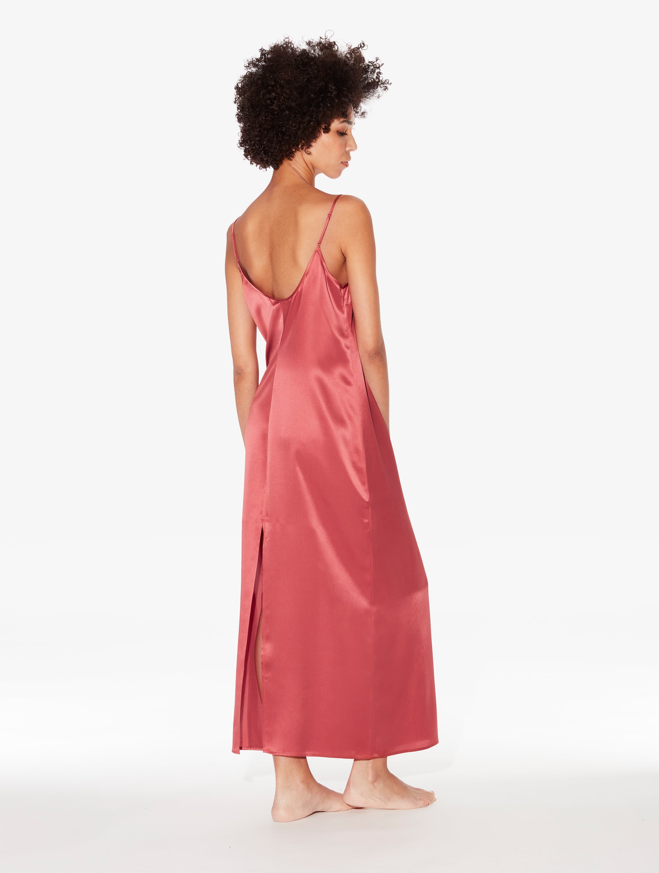 Silk Camicia da notte di seta rosa