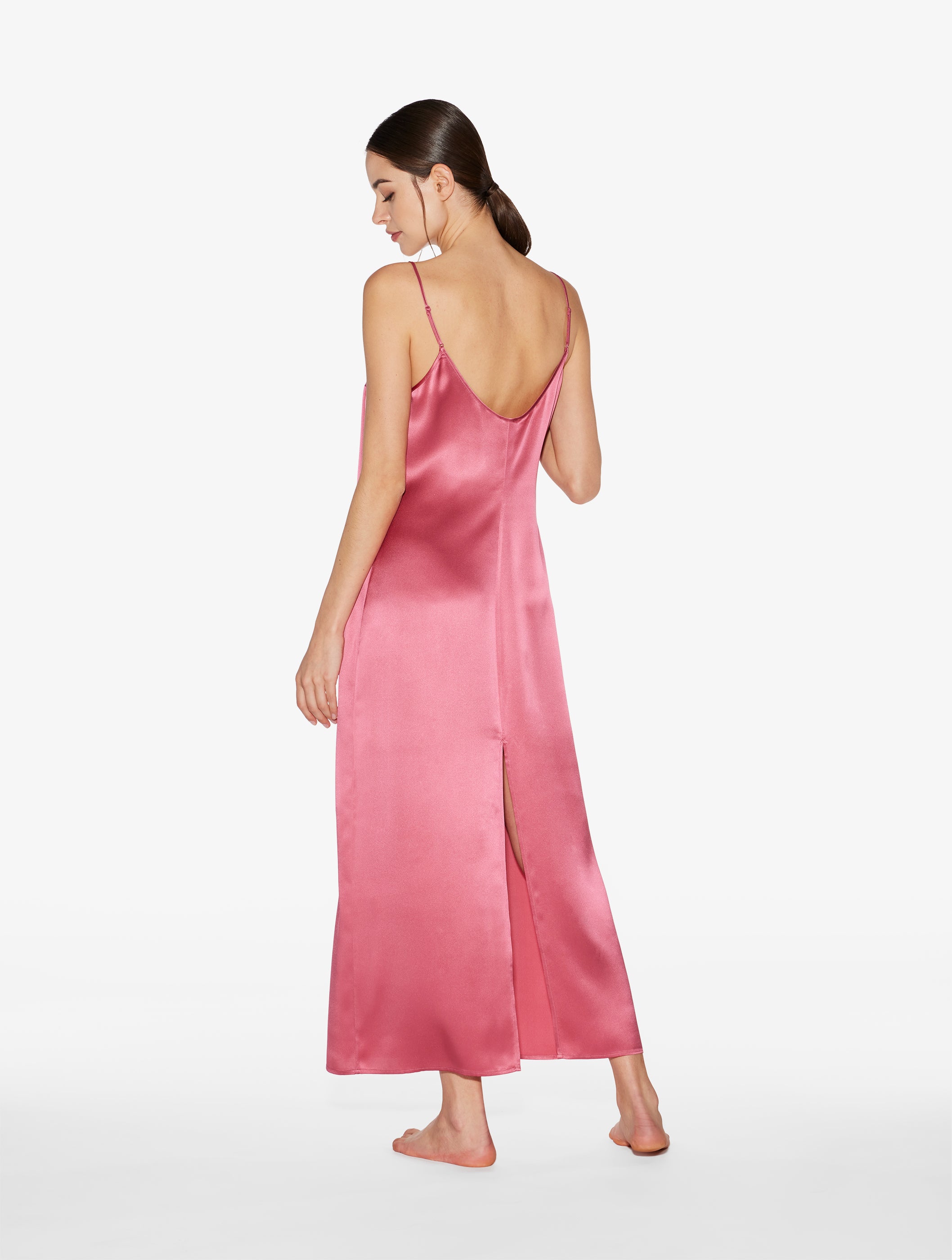 Silk Camicia da Notte Lunga colore Rosa