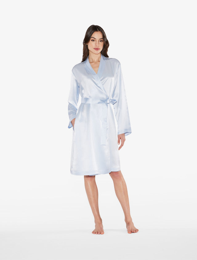 Silk Azure Short Peignoir