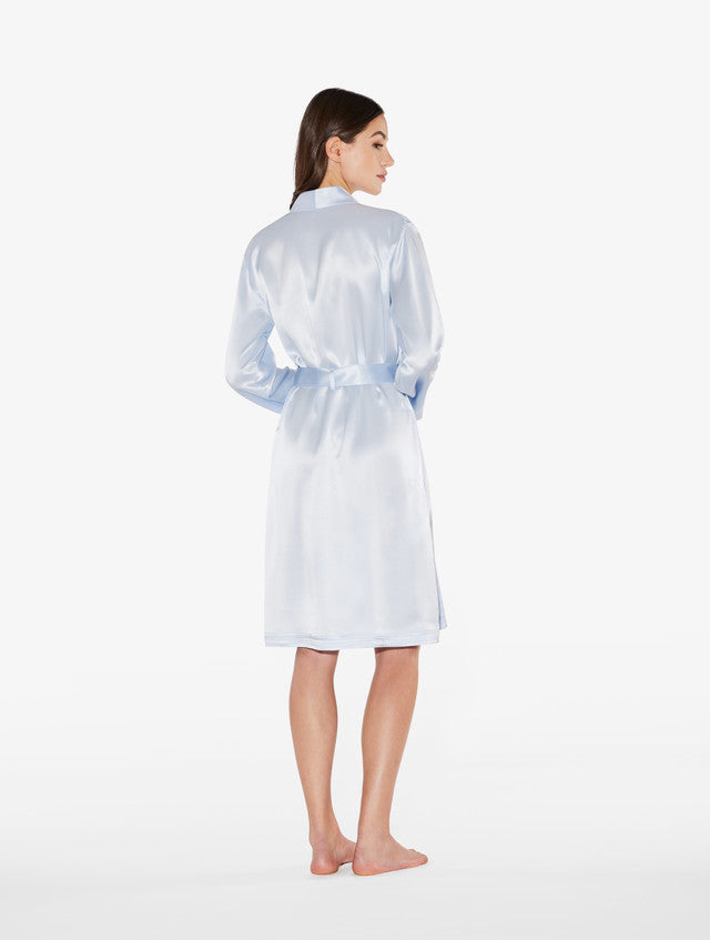 Silk Azure Short Peignoir