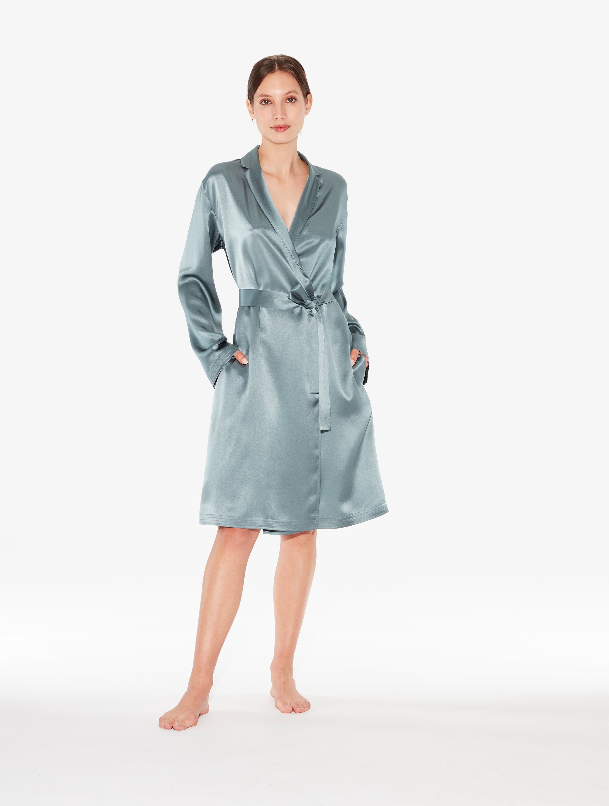 Silk Frosty Green Short Robe
