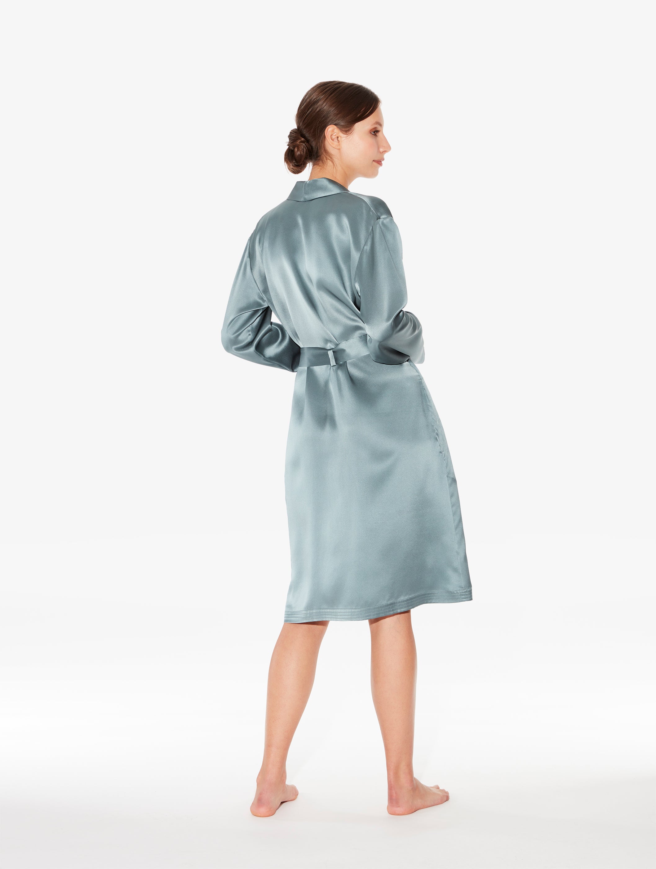 Silk Frosty Green Short Robe