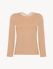 Souple T-Shirt Maniche Lunghe in Cotone Stretch e Pizzo Leavers