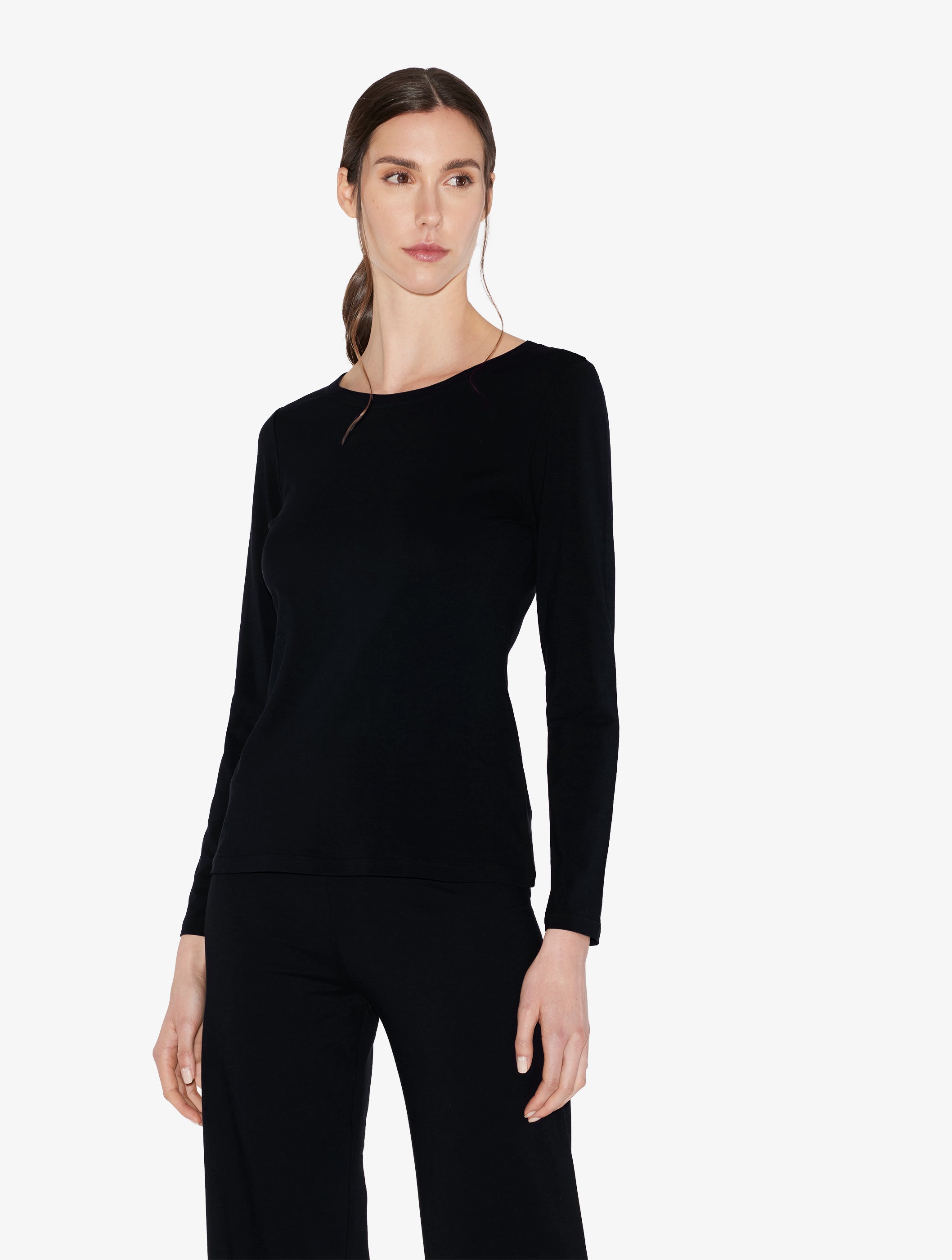 Souple Black cotton long-sleeved top