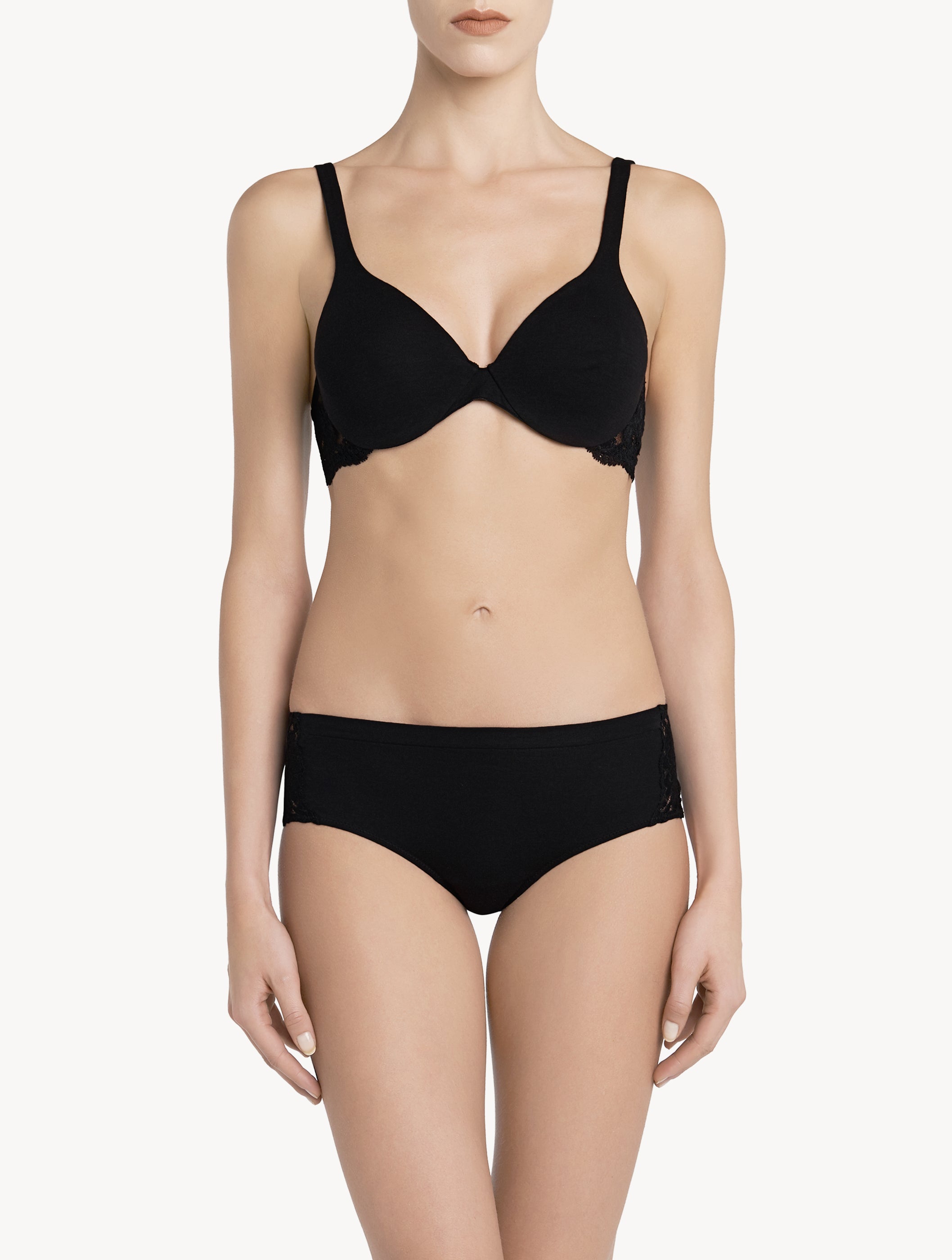 Souple Black cotton hipster briefs