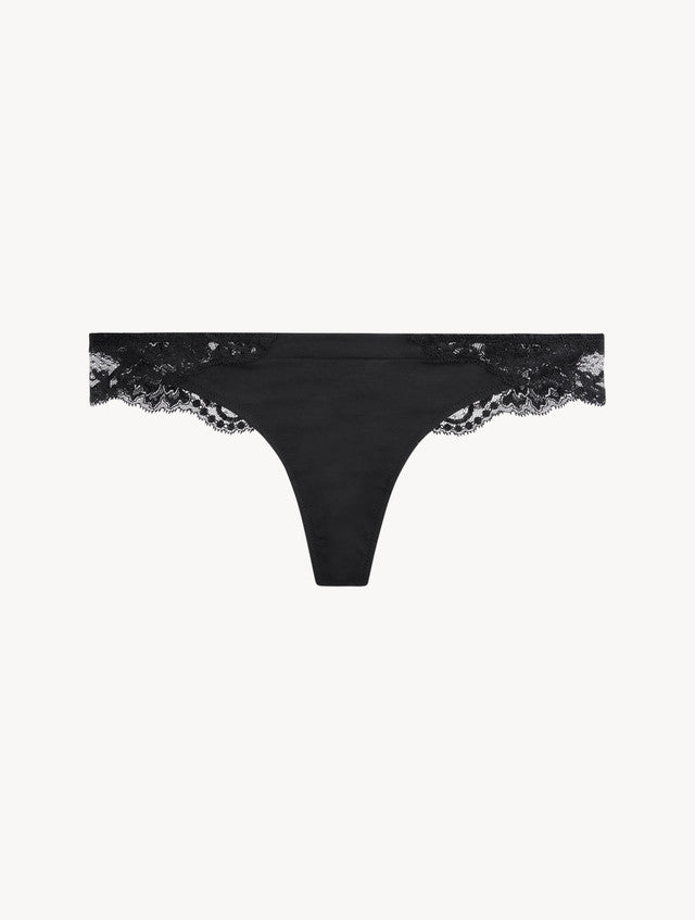 Tanga de algodón negro suave