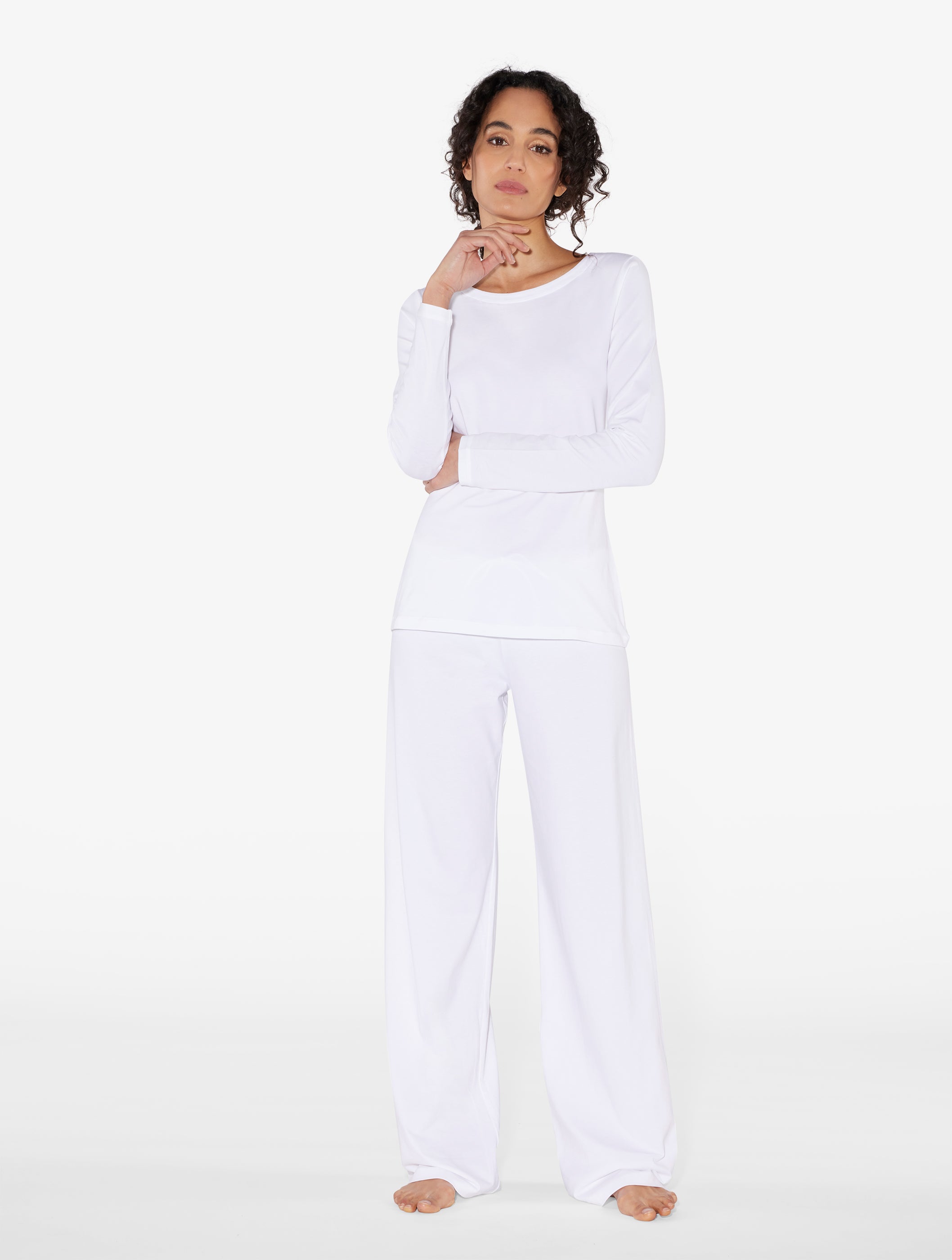 Souple White Cotton Jersey Trousers