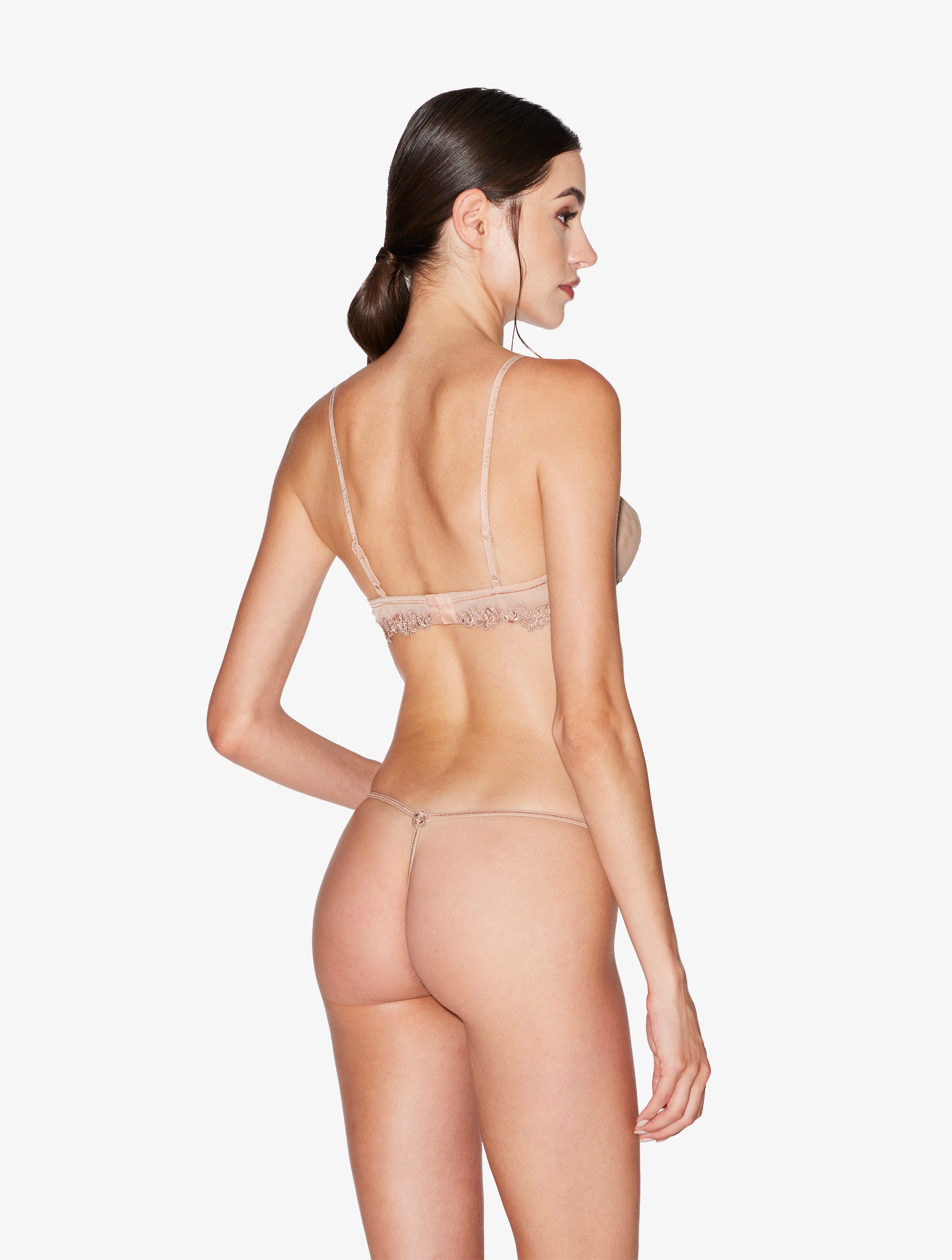 MAISON CONTOURING Triangle Bra in sand stretch tulle