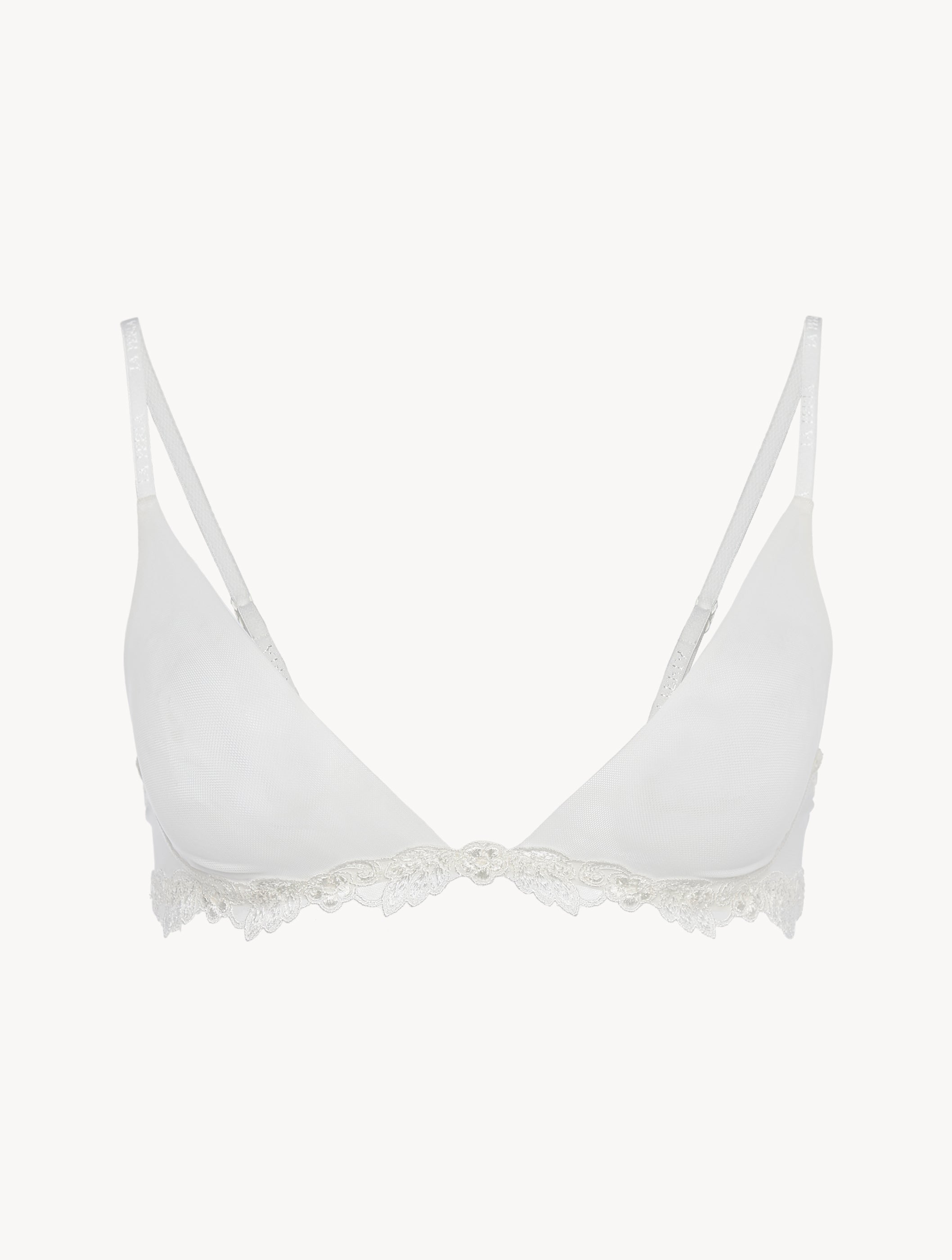 MAISON CONTOURING Triangle Bra in off-white stretch tulle