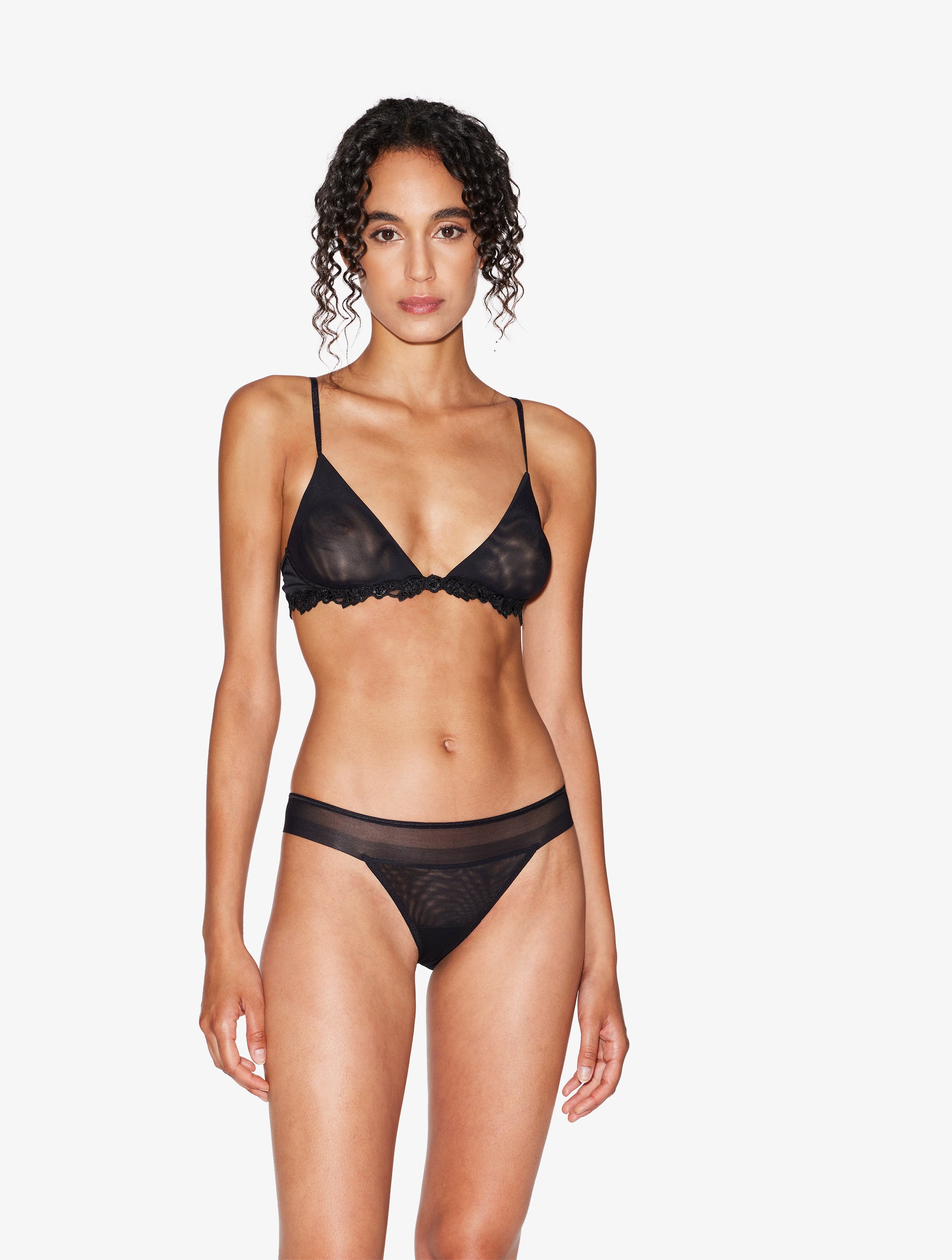 Maison Contouring Black Brazilian Slips aus Stretch-Tüll