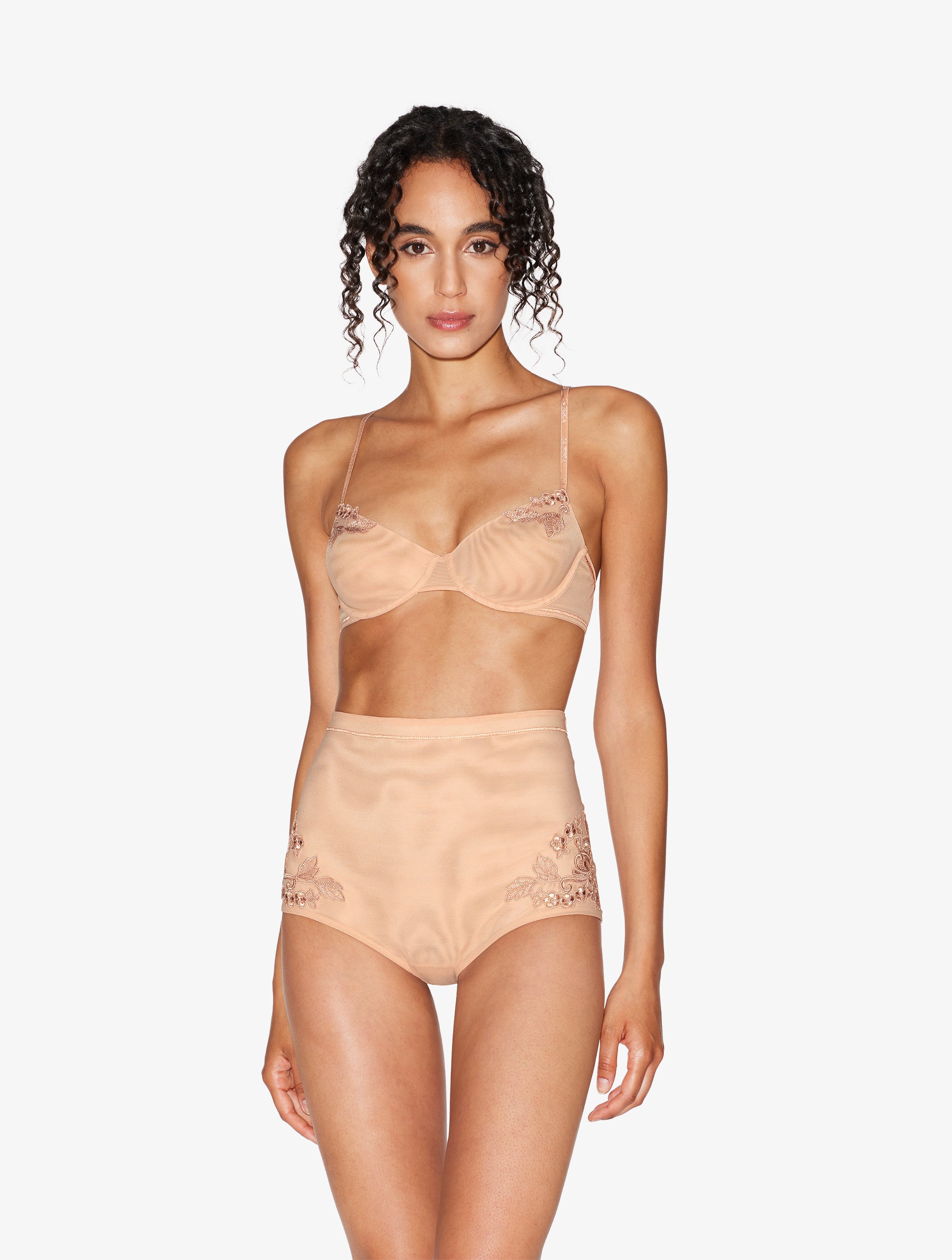 Maison Contouring Beige High Waisted Briefs aus Stretch-Tüll