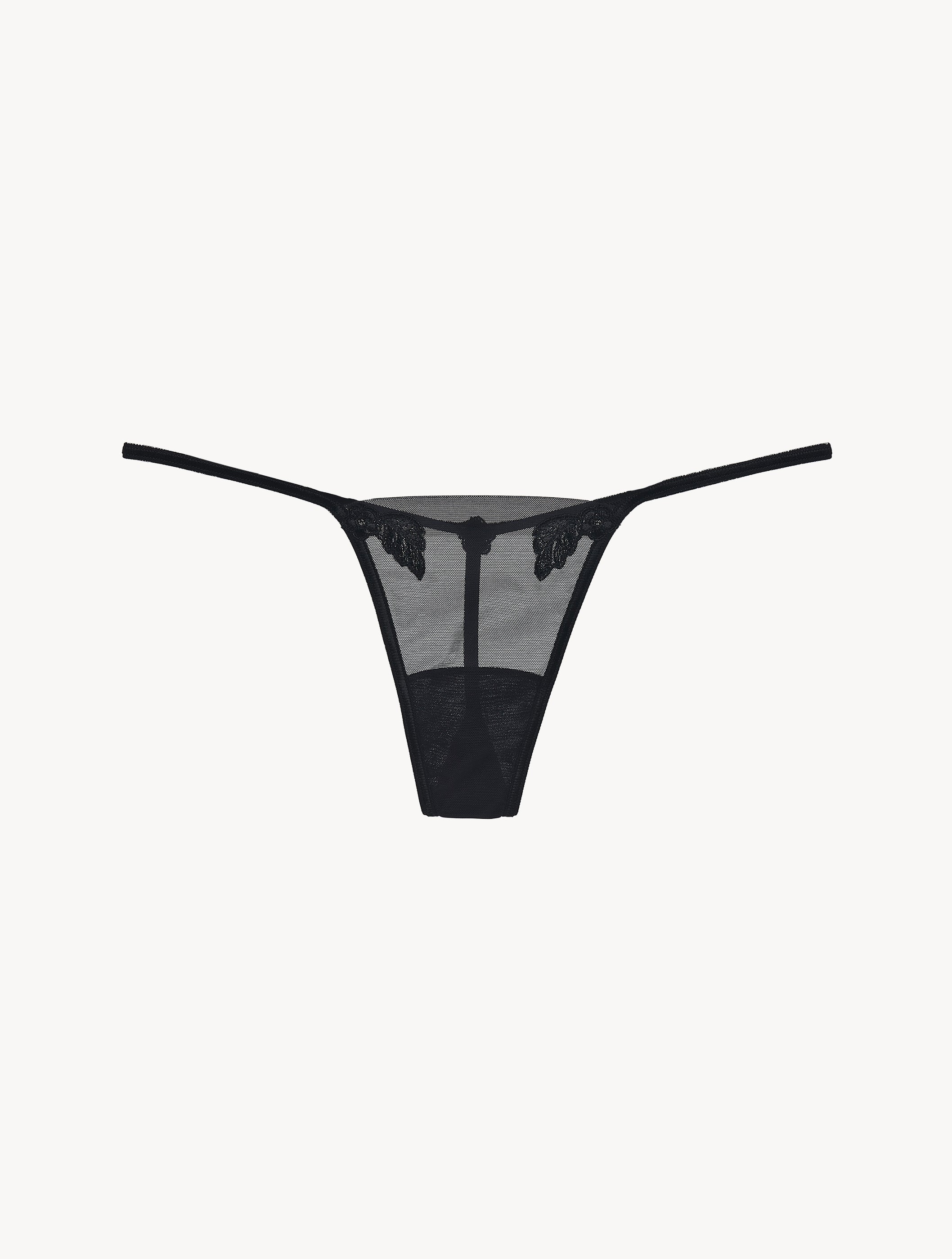Maison Contouring String in transparentem schwarzem Stretch-Tüll