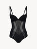 MAISON CONTOURING Bodysuit in black stretch tulle