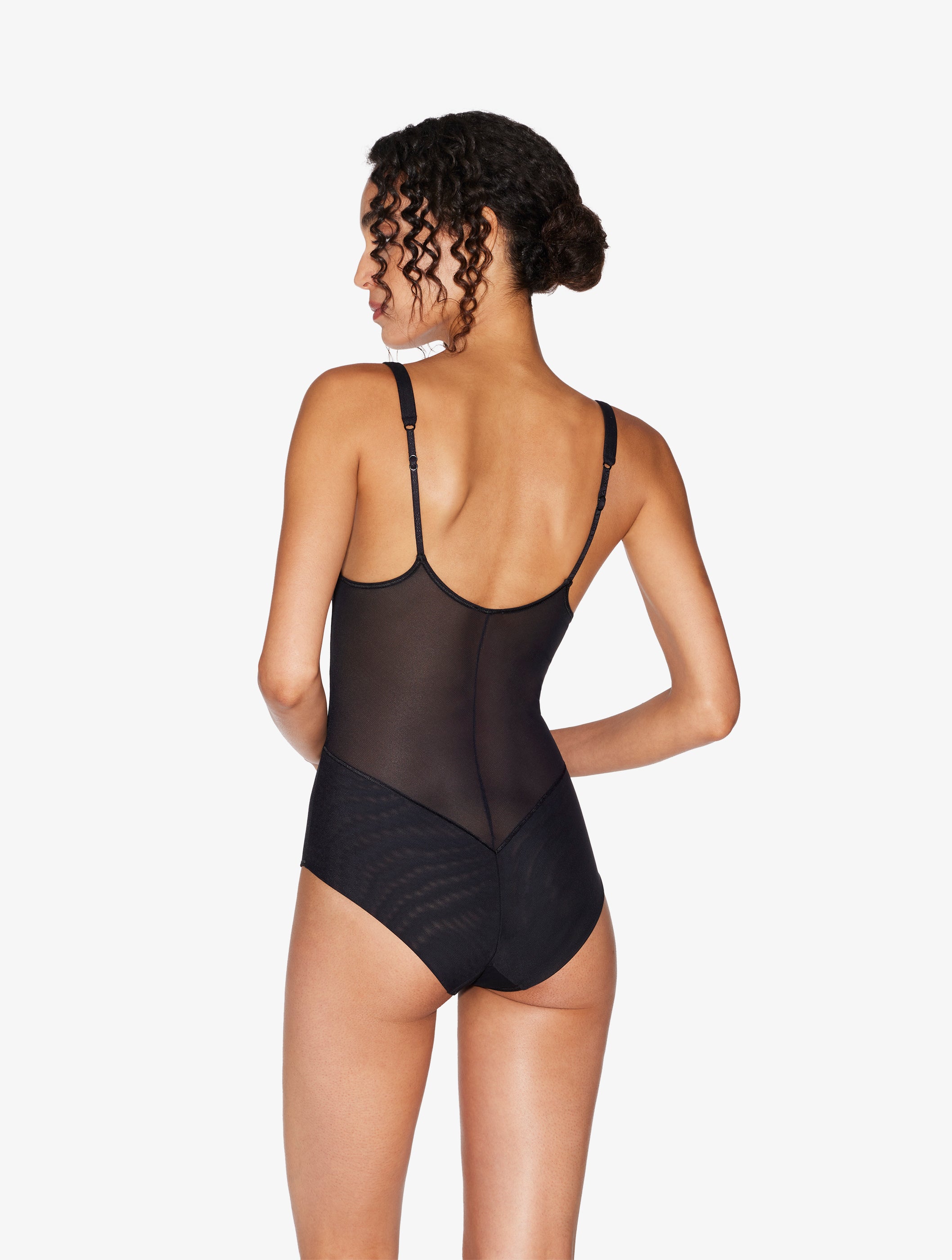 MAISON CONTOURING Body aus schwarzem Stretch-Tüll