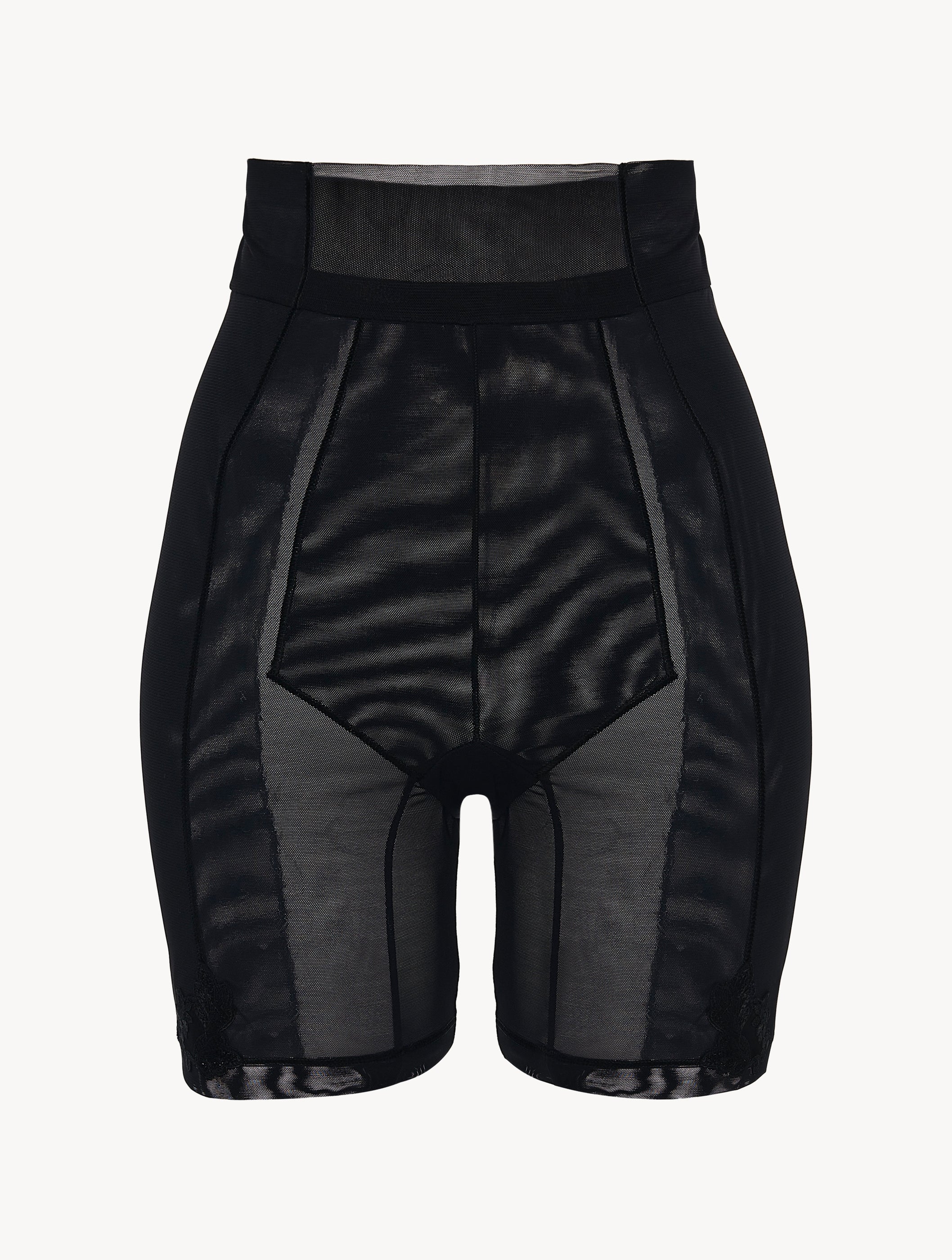 MAISON CONTOURING Shorts aus schwarzem Stretch-Tüll