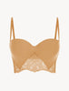 Shape Allure Beige Lycra strapless brassiere with Chantilly lace