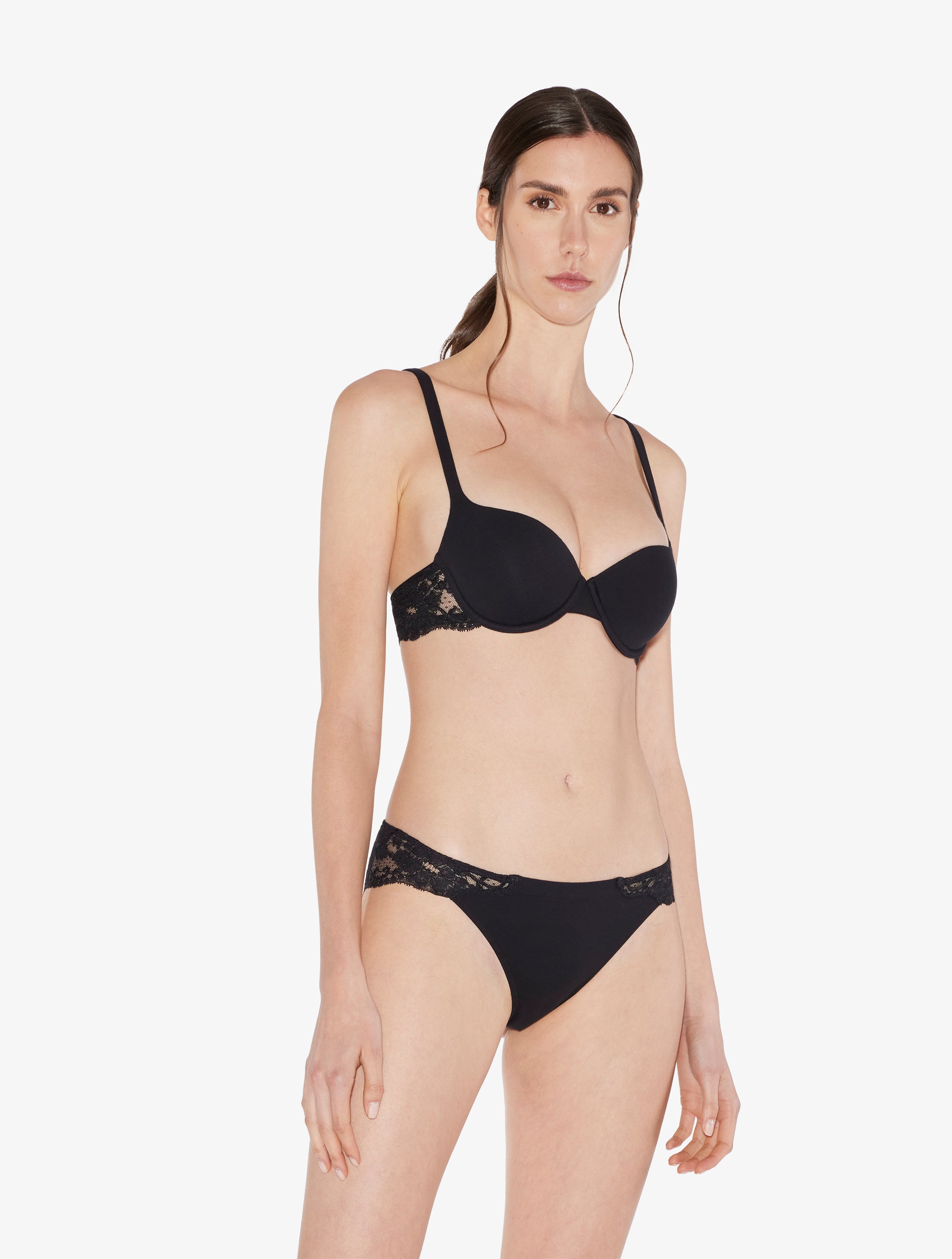 Souple Black cotton T-shirt bra