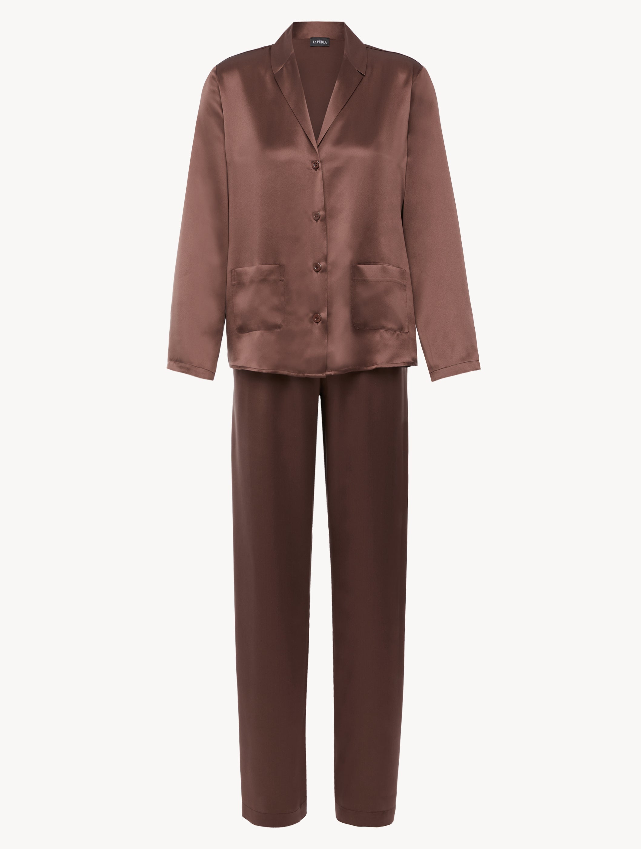 Pyjama-Set aus Seide in Schokobraun