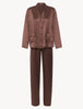 Conjunto de pijama de seda color marrón chocolate