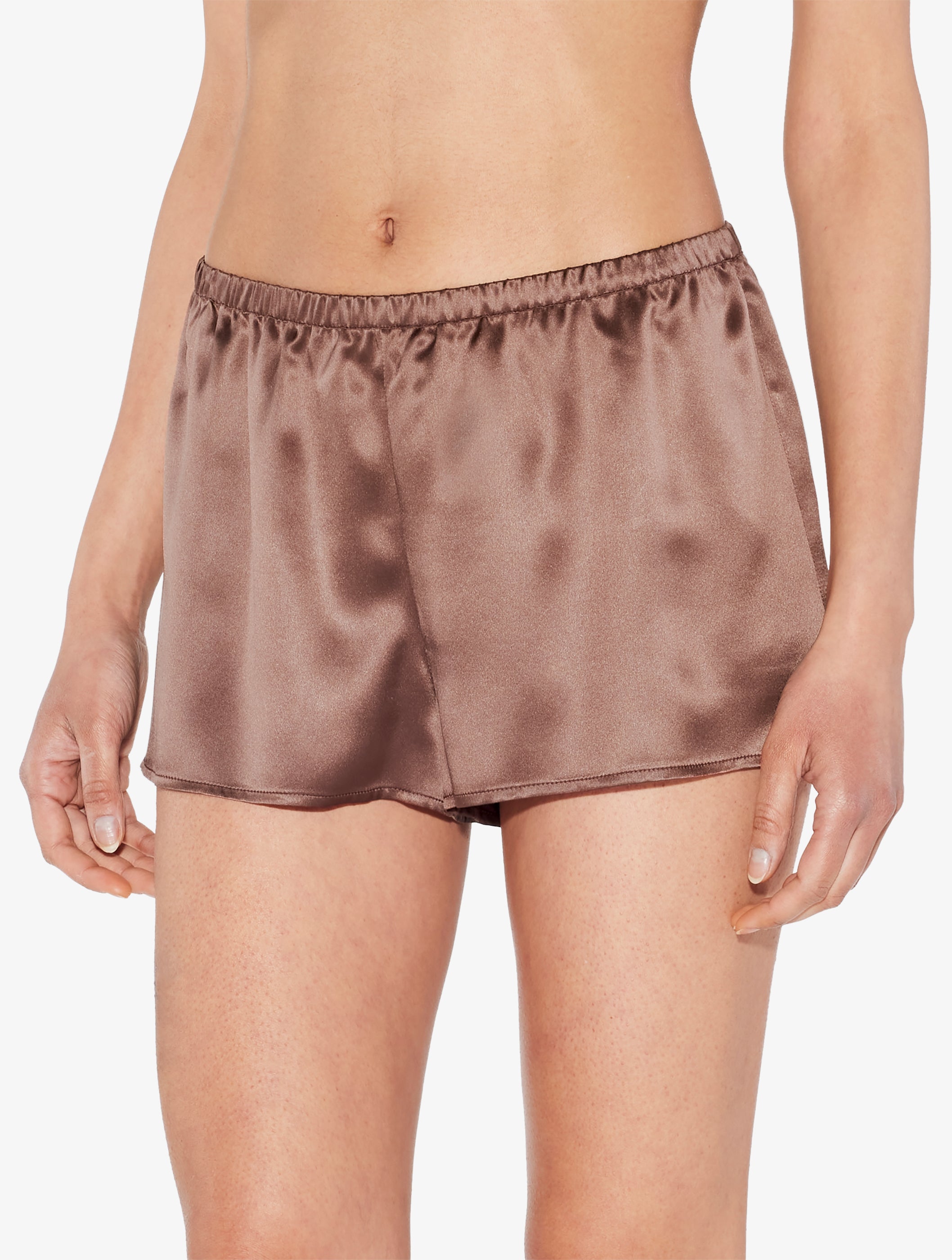 Seiden-Pajama-Shorts in Schokoladenbraun