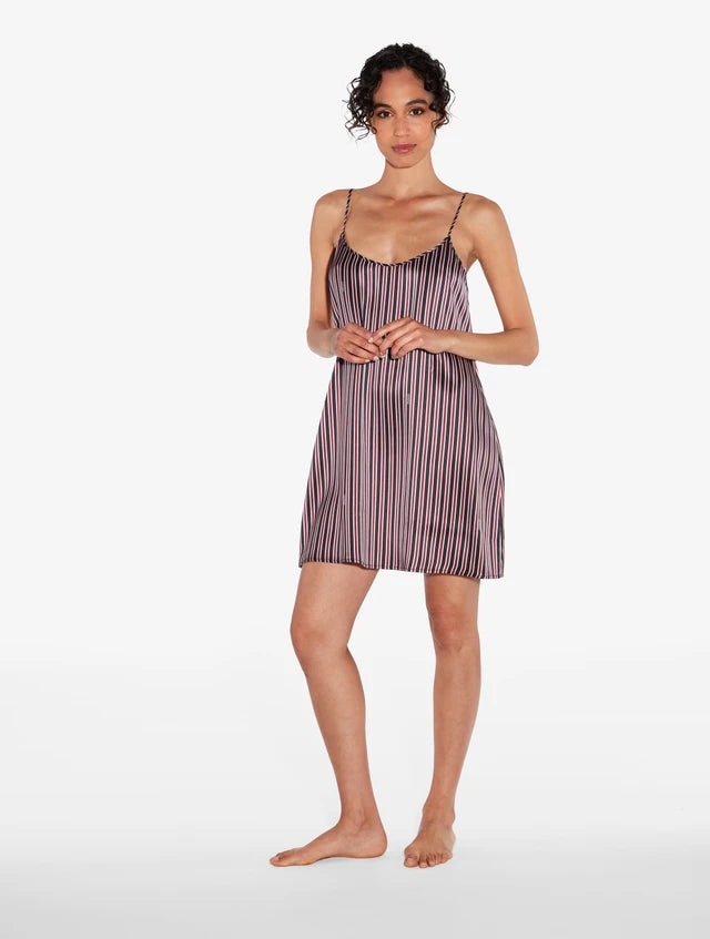 Silk Striped Short Slipdress