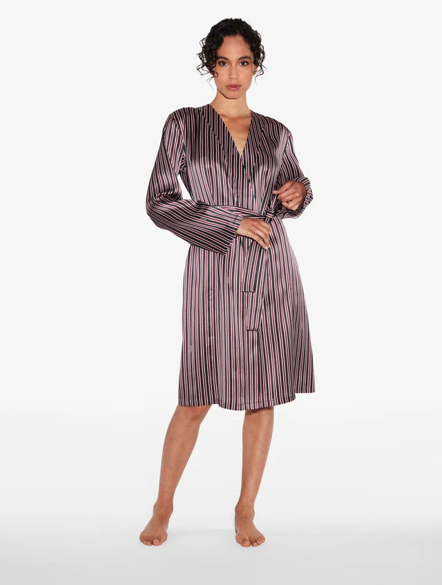 Silk Striped Short Peignoir
