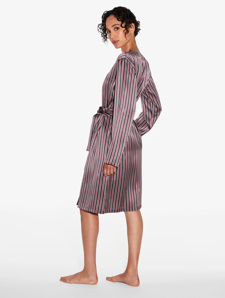 Silk Striped Short Peignoir