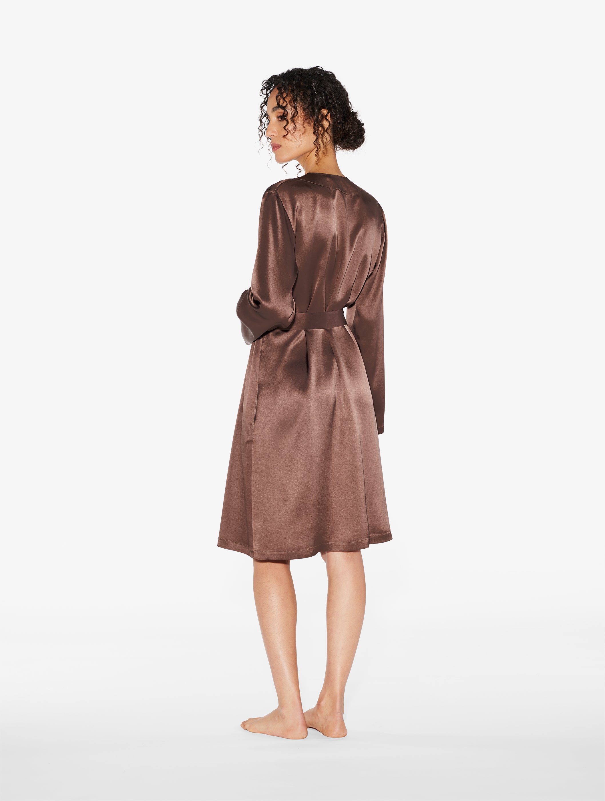 Silk Chocolate Brown Short Robe