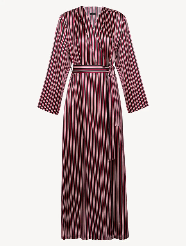 Silk Striped Long Peignoir