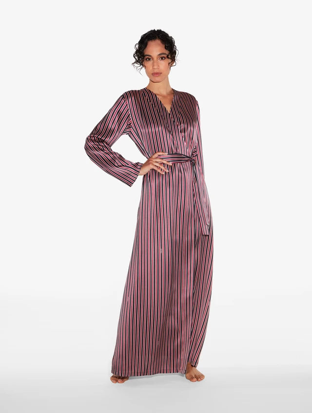 Silk Striped Long Peignoir