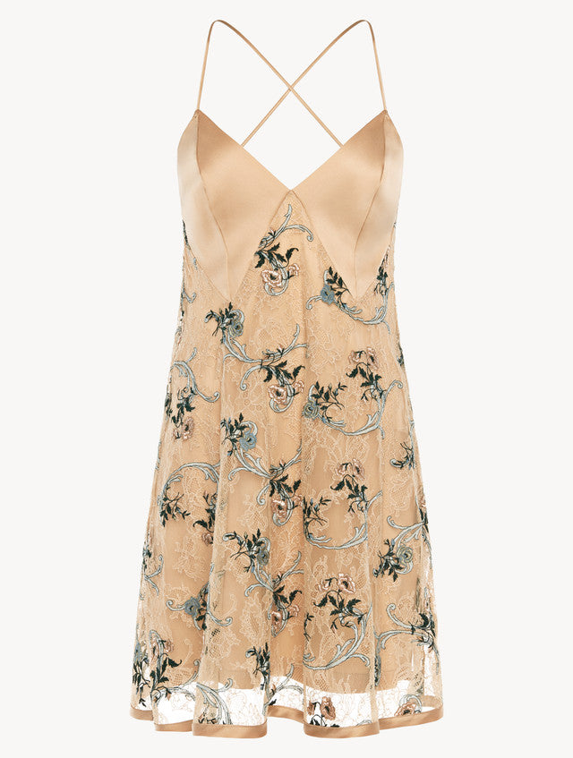 Altea Slip Dress in sand Leavers lace