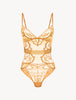 Ambra Bodysuit in yellow tulle and Leavers lace