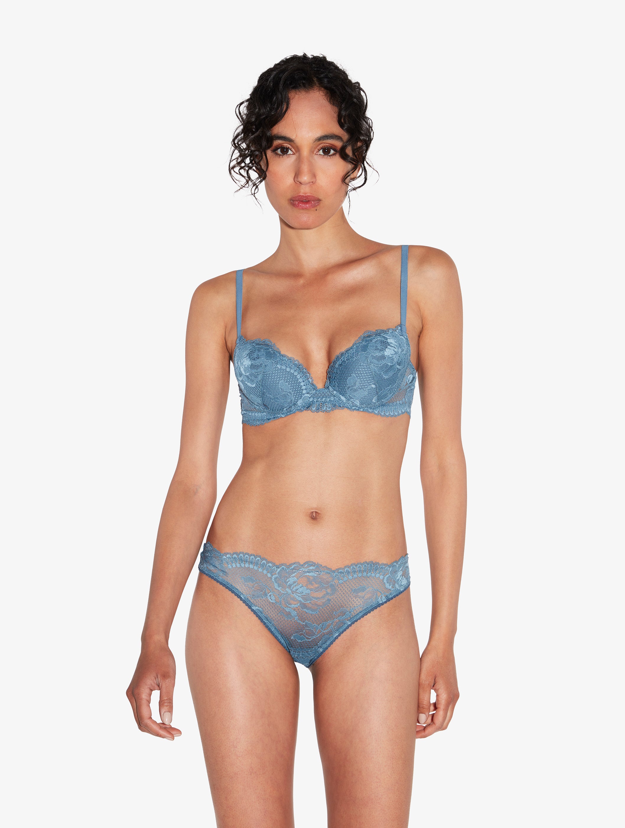 Brigitta Dunkelblauer Spitzen-Push-up-BH