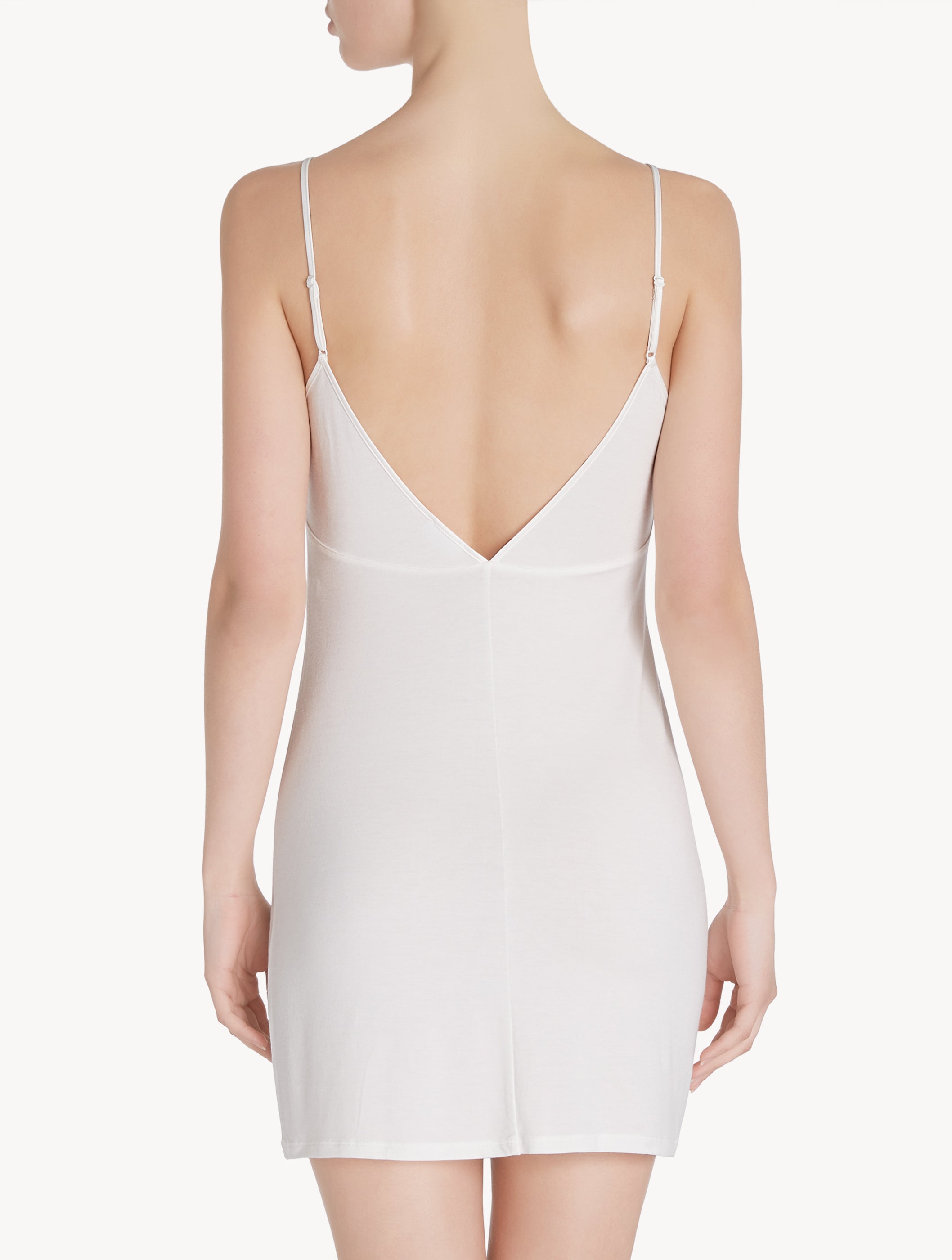 Primula weißes Slip-Kleid aus Jersey mit besticktem Tüll