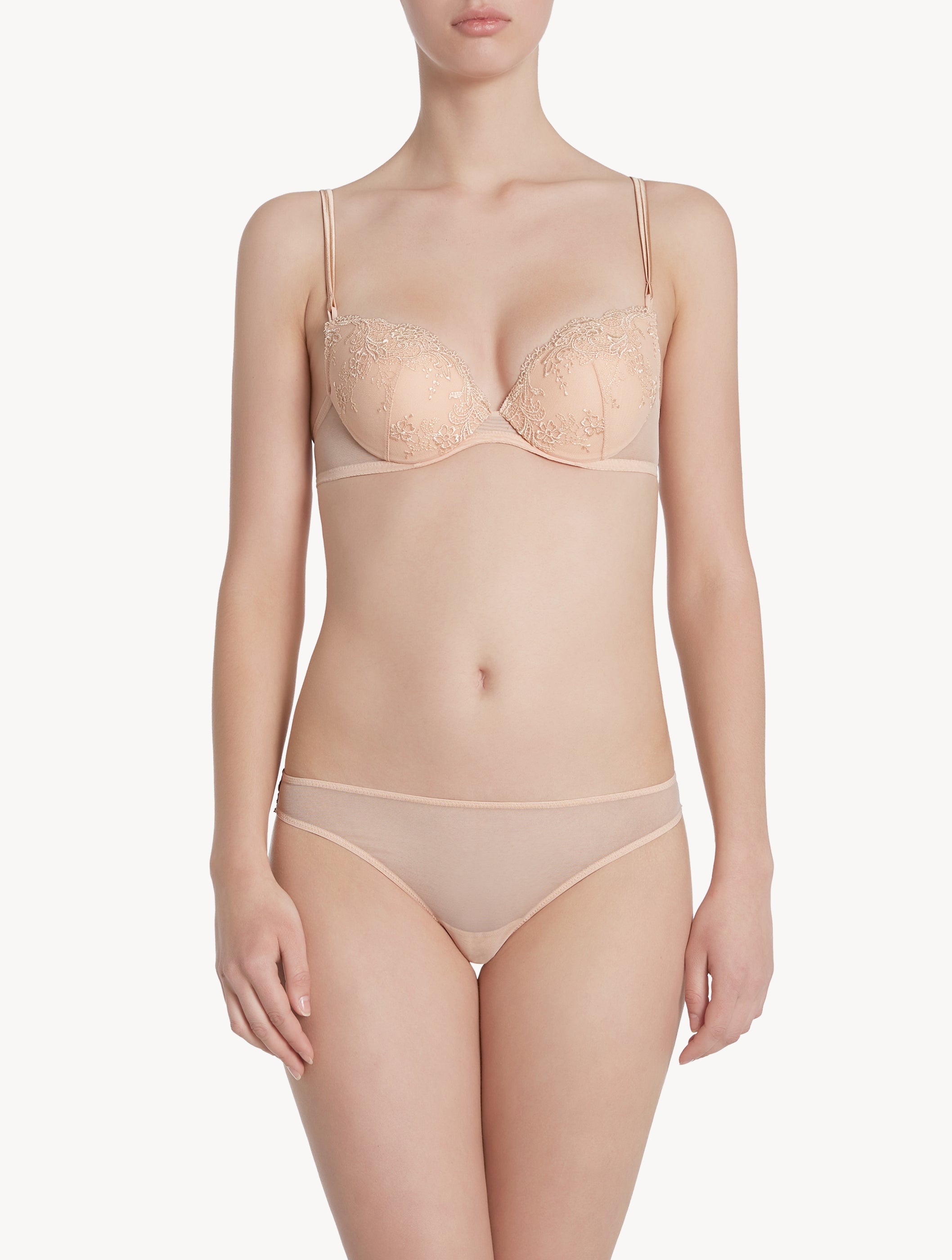 Primula Brasilianischer Slip aus pinkfarbenem, besticktem Tüll