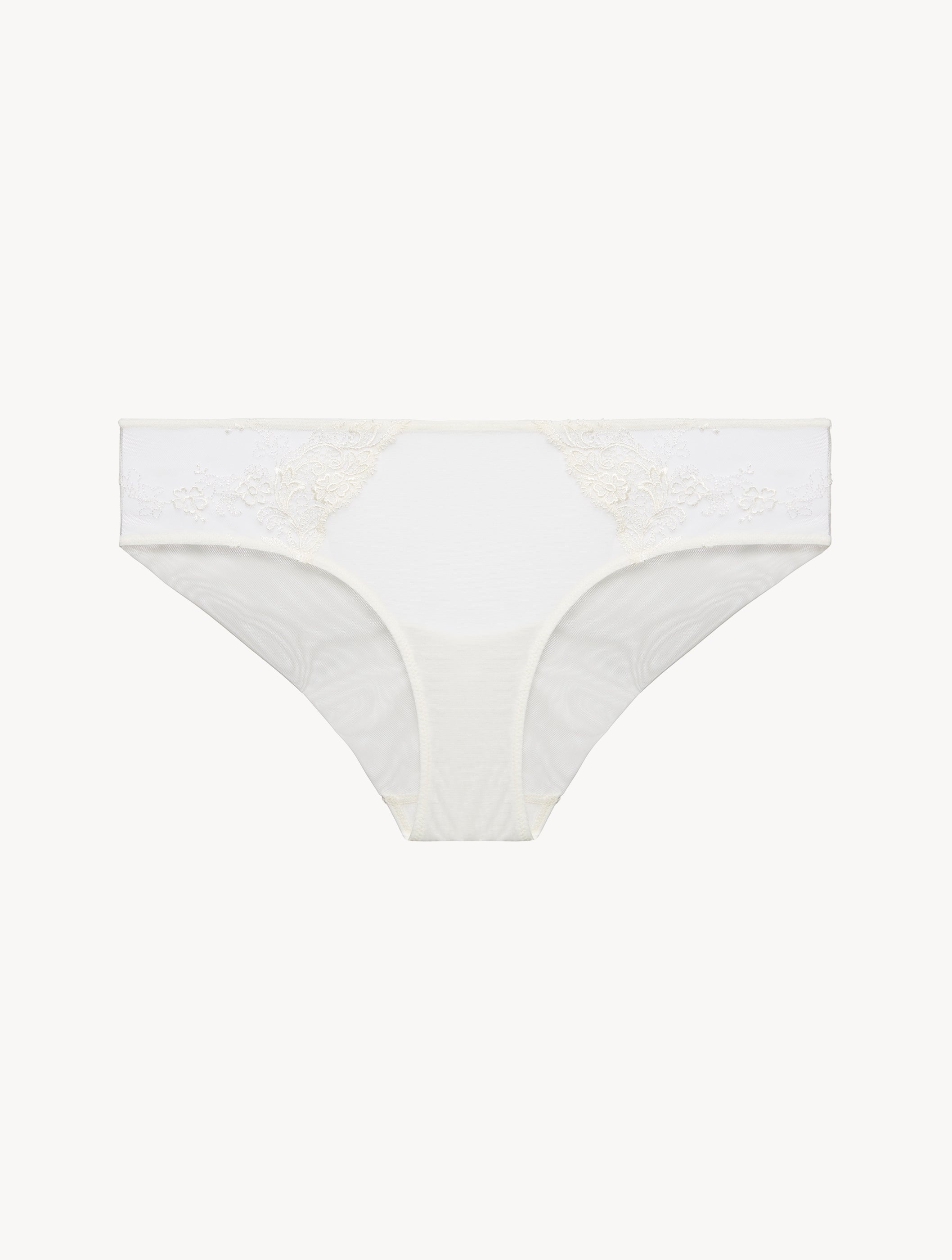 Primula Medium Slip aus weißem bestickten Tüll
